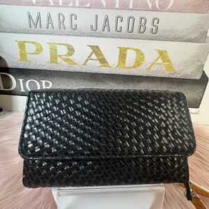 Mundi Black Woven Clutch, Wallet